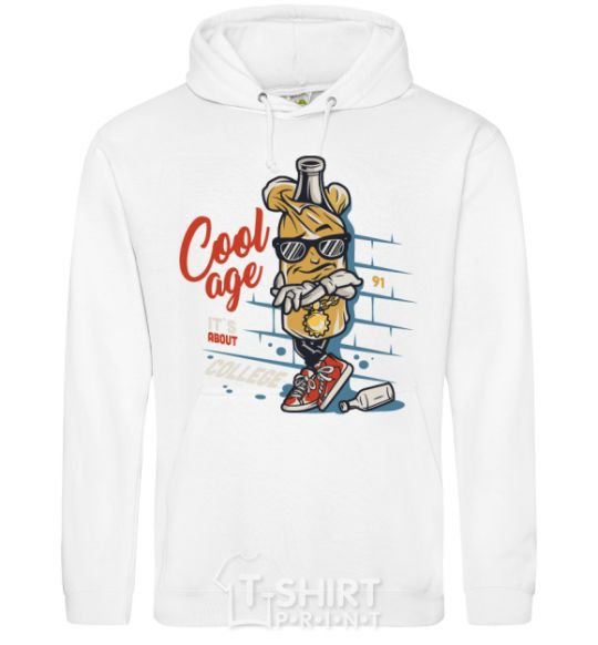 Men`s hoodie Cool age it's about college White фото