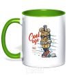 Mug with a colored handle Cool age it's about college kelly-green фото