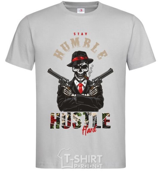 Men's T-Shirt Stay humble hustle hard grey фото