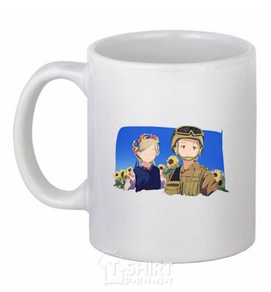 Ceramic mug Ukrainian anime soldier White фото