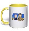 Mug with a colored handle Ukrainian anime soldier yellow фото
