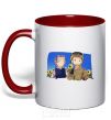 Mug with a colored handle Ukrainian anime soldier red фото