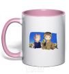 Mug with a colored handle Ukrainian anime soldier light-pink фото