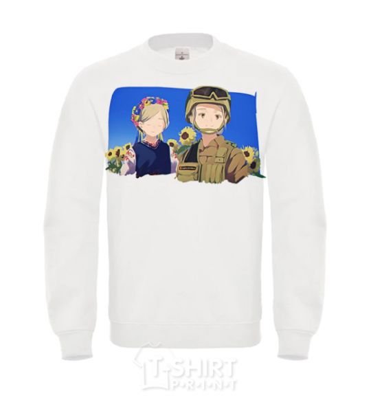 Sweatshirt Ukrainian anime soldier White фото