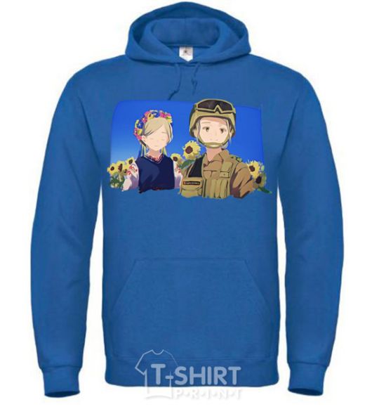 Men`s hoodie Ukrainian anime soldier royal фото