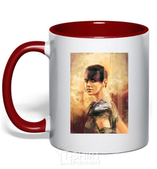 Mug with a colored handle Furiosa mad max red фото