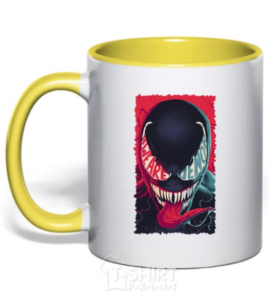 Mug with a colored handle We are venom yellow фото