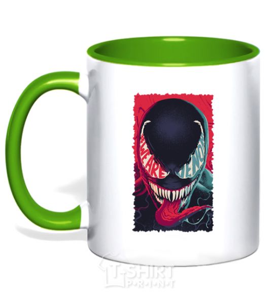 Mug with a colored handle We are venom kelly-green фото