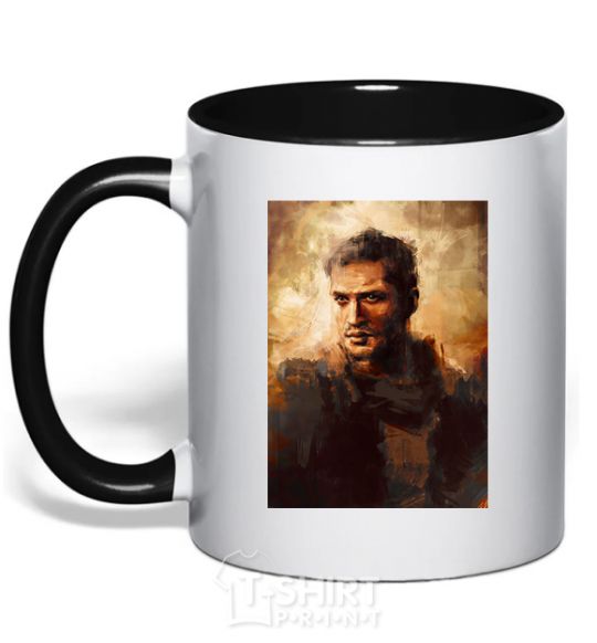 Mug with a colored handle Mad Max black фото