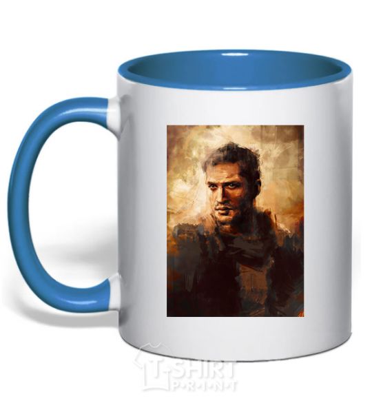 Mug with a colored handle Mad Max royal-blue фото
