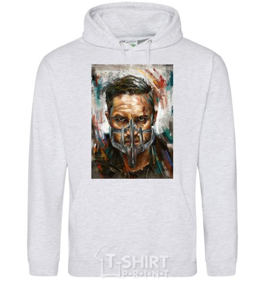 Men`s hoodie Tom Hardy in a mask sport-grey фото