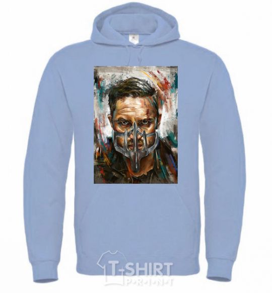 Men`s hoodie Tom Hardy in a mask sky-blue фото