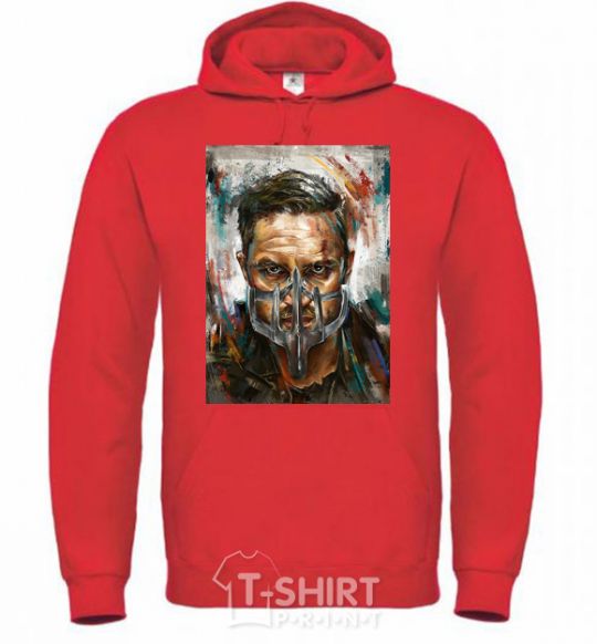 Men`s hoodie Tom Hardy in a mask bright-red фото