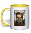 Mug with a colored handle Tom Hardy in a mask yellow фото