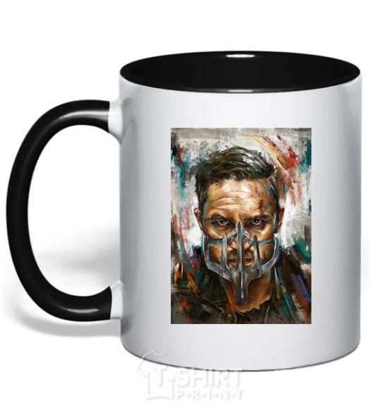 Mug with a colored handle Tom Hardy in a mask black фото