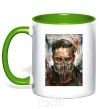 Mug with a colored handle Tom Hardy in a mask kelly-green фото