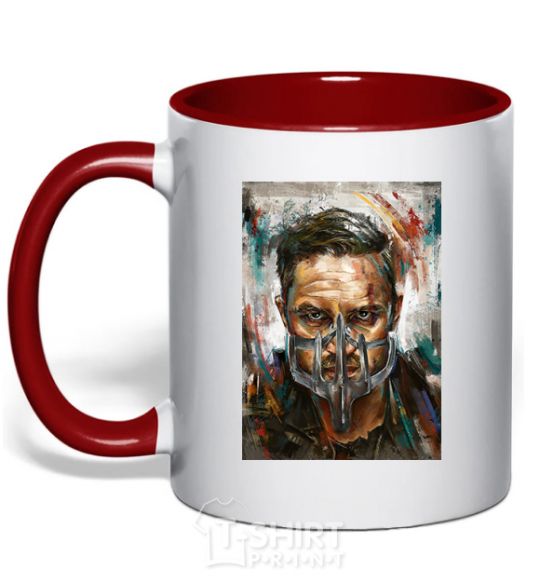 Mug with a colored handle Tom Hardy in a mask red фото
