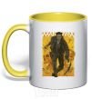 Mug with a colored handle Mad max fury road yellow yellow фото