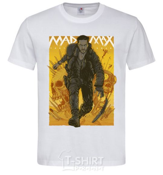 Мужская футболка Mad max fury road yellow Белый фото