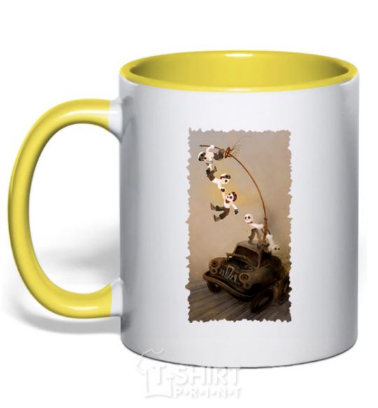 Mug with a colored handle Warboys Mad Max yellow фото