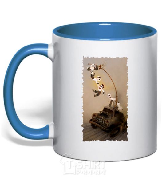 Mug with a colored handle Warboys Mad Max royal-blue фото