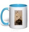 Mug with a colored handle Warboys Mad Max sky-blue фото