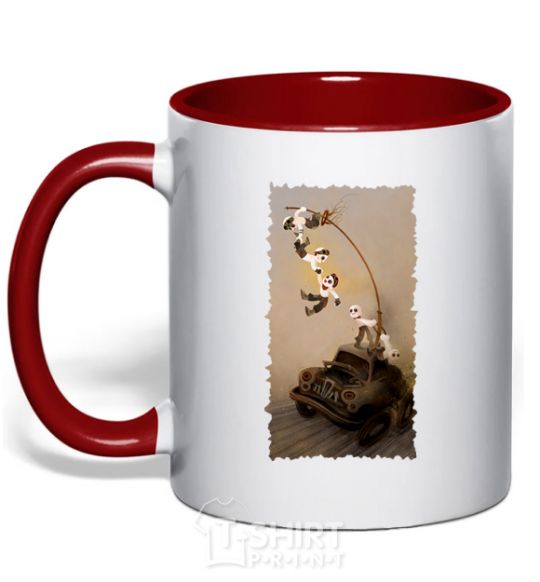 Mug with a colored handle Warboys Mad Max red фото