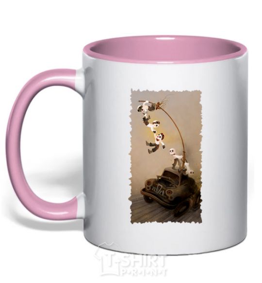 Mug with a colored handle Warboys Mad Max light-pink фото