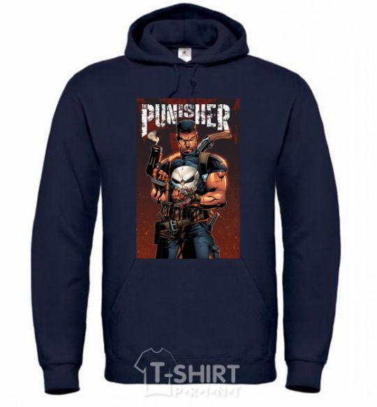 Men`s hoodie The punisher art navy-blue фото