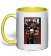 Mug with a colored handle The punisher art yellow фото