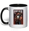 Mug with a colored handle The punisher art black фото