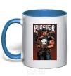 Mug with a colored handle The punisher art royal-blue фото