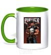 Mug with a colored handle The punisher art kelly-green фото