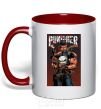 Mug with a colored handle The punisher art red фото