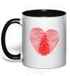 Mug with a colored handle Heart imprint black фото