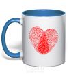 Mug with a colored handle Heart imprint royal-blue фото
