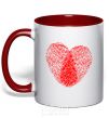 Mug with a colored handle Heart imprint red фото