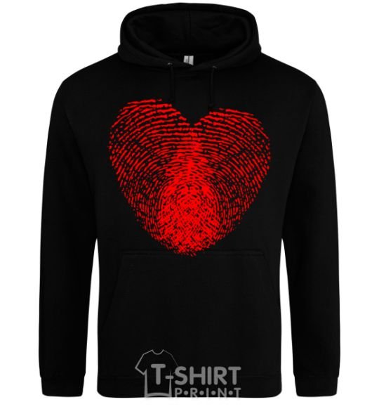 Men`s hoodie Heart imprint black фото