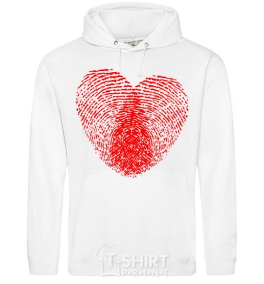 Men`s hoodie Heart imprint White фото