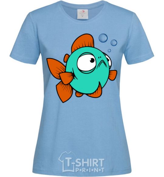 Women's T-shirt The fish is a beauty sky-blue фото