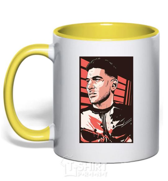 Mug with a colored handle Jon Bernthal yellow фото