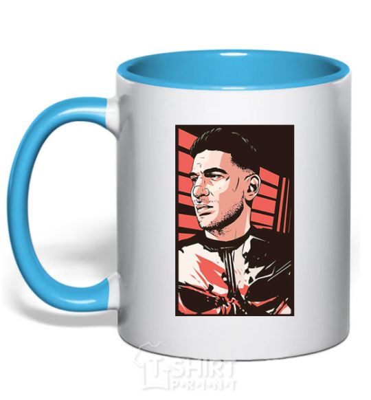 Mug with a colored handle Jon Bernthal sky-blue фото