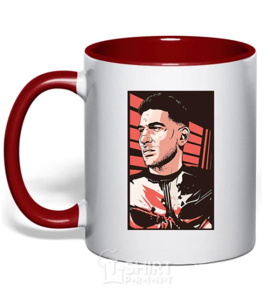 Mug with a colored handle Jon Bernthal red фото