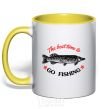 Mug with a colored handle The best time to go fishing yellow фото