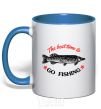 Mug with a colored handle The best time to go fishing royal-blue фото