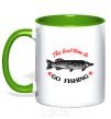 Mug with a colored handle The best time to go fishing kelly-green фото