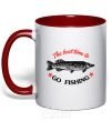 Mug with a colored handle The best time to go fishing red фото