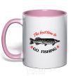 Mug with a colored handle The best time to go fishing light-pink фото