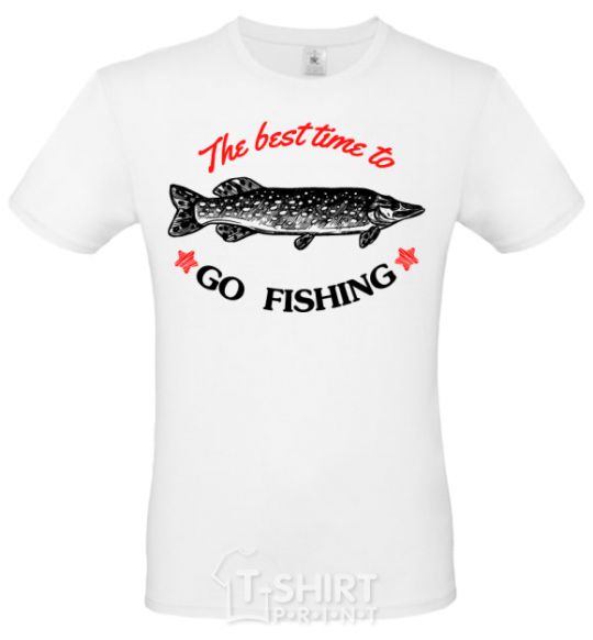 Мужская футболка The best time to go fishing Белый фото