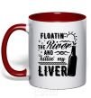 Чашка с цветной ручкой Floatin' the river and killin' my liver Красный фото